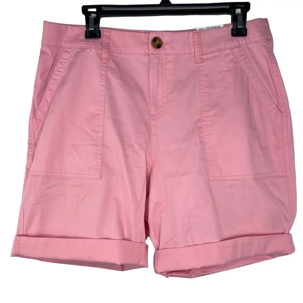 New Style&Co Size 10 Pink Roll Tab Hem Bermuda Shorts